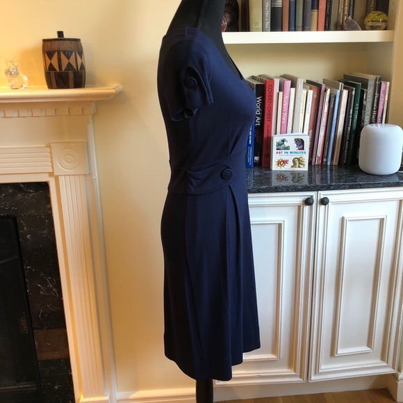 Navy Blue Soft Synthetic Dress - Picture 2 of 7